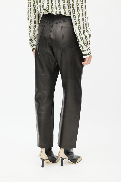 Celine Spring 2017 Black Leather Straight Trouser