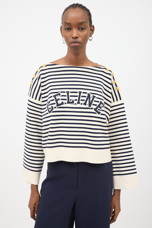 Celine Striped Knit Logo Sweater