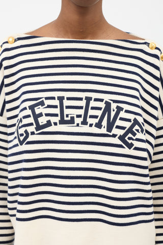 Celine Striped Knit Logo Sweater