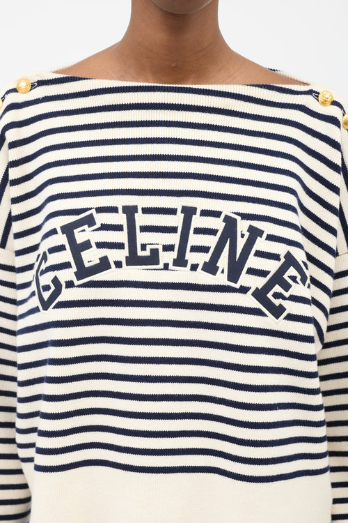 Celine Striped Knit Logo Sweater