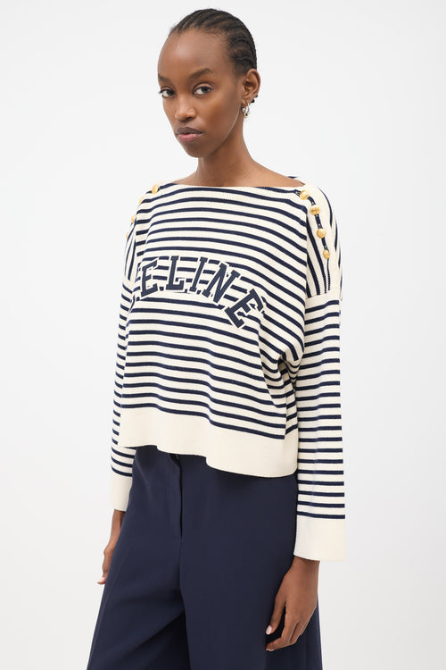 Celine Striped Knit Logo Sweater
