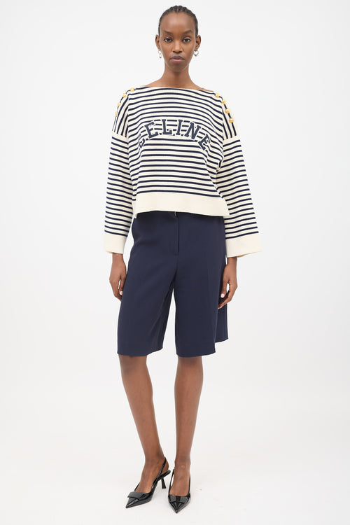 Celine Striped Knit Logo Sweater