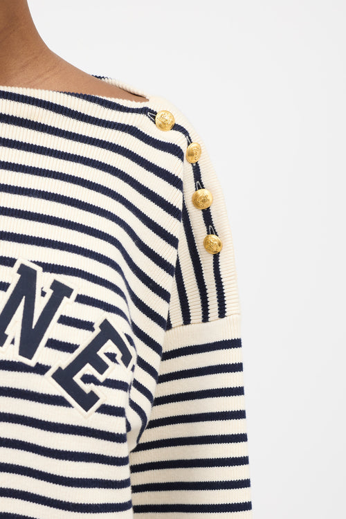 Celine Striped Knit Logo Sweater
