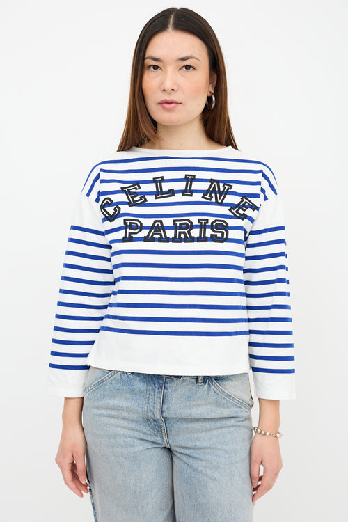 Celine Stripe Logo Long Sleeve T-Shirt