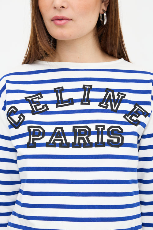 Celine Stripe Logo Long Sleeve T-Shirt