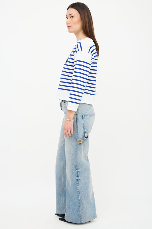 Celine Stripe Logo Long Sleeve T-Shirt