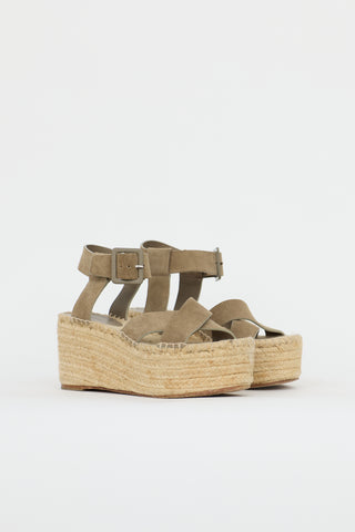 Celine Suede Espadrille Platform Sandal