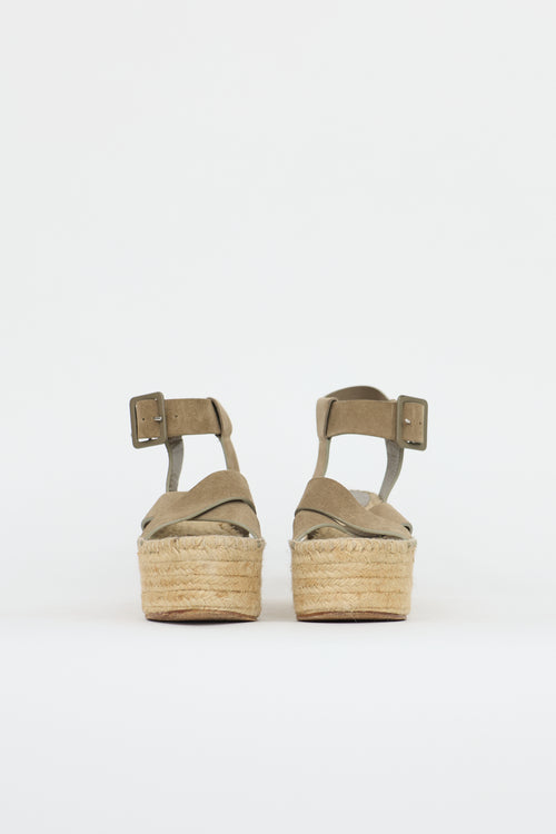 Celine Suede Espadrille Platform Sandal