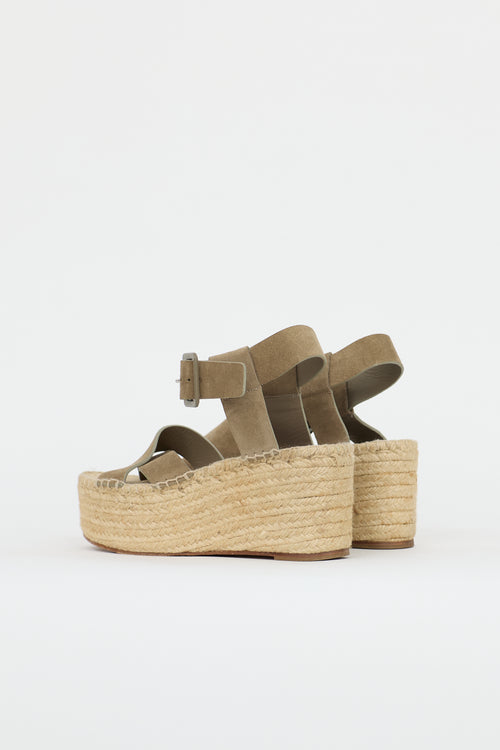 Celine Suede Espadrille Platform Sandal