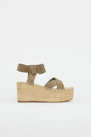 Celine Suede Espadrille Platform Sandal