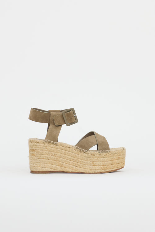 Celine Suede Espadrille Platform Sandal