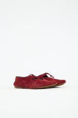 Celine Suede Pointed Toe Lace Up Flat