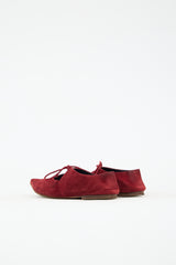 Celine Suede Pointed Toe Lace Up Flat