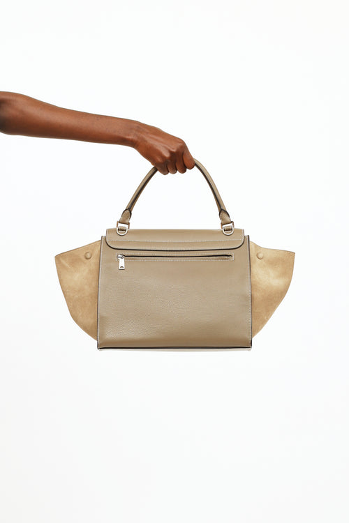 Celine Taupe Leather & Suede Medium Trapeze Bag