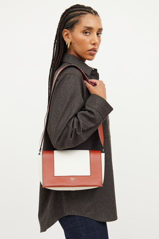 Celine White & Brown Bi Colour Frame Bag