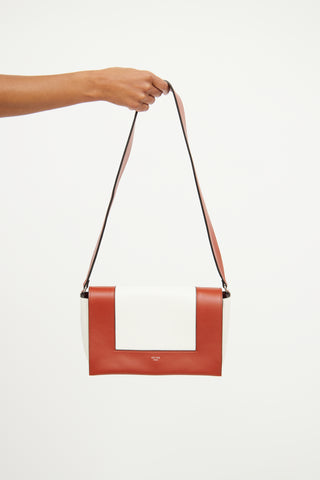 Celine White & Brown Bi Colour Frame Bag