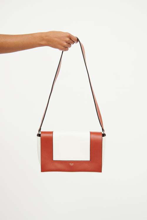 Celine White & Brown Bi Colour Frame Bag
