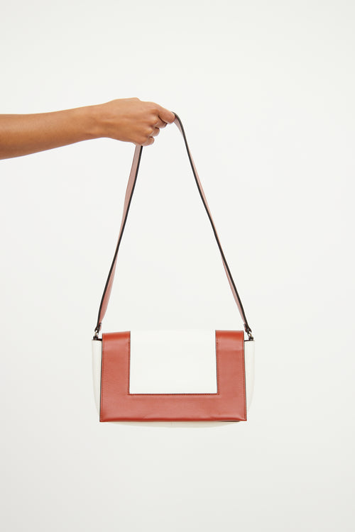 Celine White & Brown Bi Colour Frame Bag