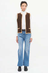 Celine Vintage Brown Wool Triomphe Logo Vest