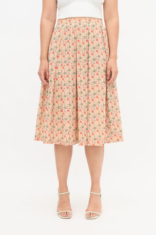 Celine Vintage Wool Floral Skirt