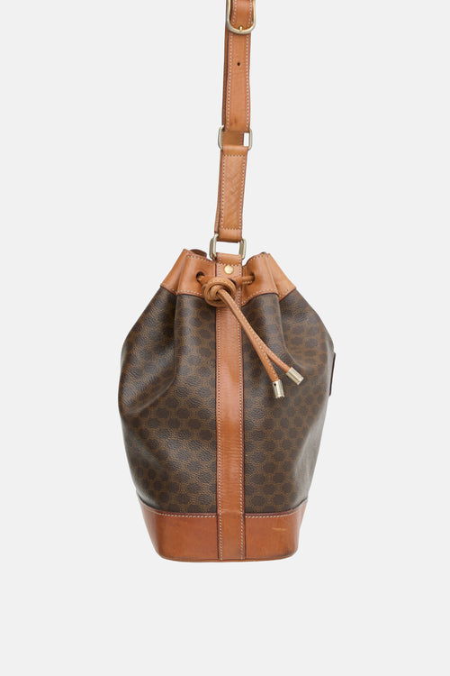 Celine Vintage Macadam & Leather Bucket Bag