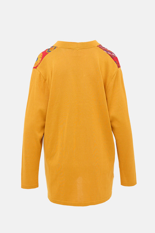 Celine Vintage Rib Knit & Silk Cardigan