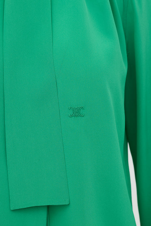 Celine Vintage Silk Tie Collar Blouse