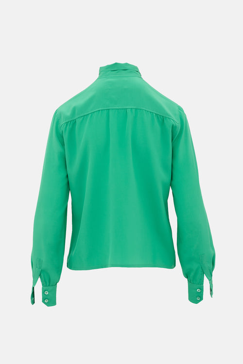 Celine Vintage Silk Tie Collar Blouse