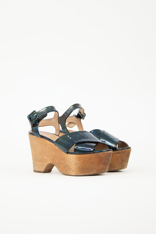 Celine Leather Wedge Sandal