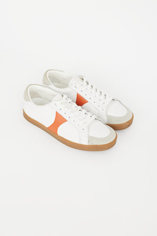 Celine White & Orange Leather Sneaker