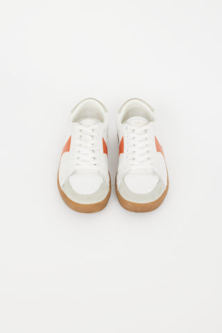 Celine White & Orange Leather Sneaker