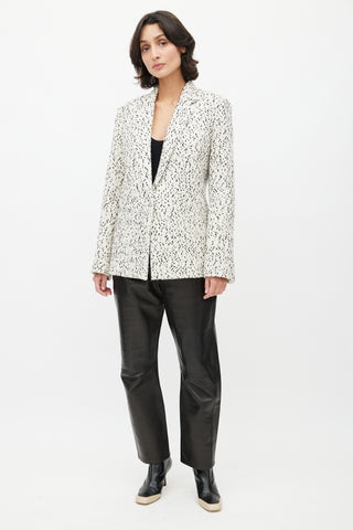 Celine White & Black Boucle Wool Blazer