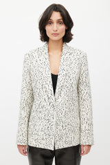 Celine White & Black Boucle Wool Blazer