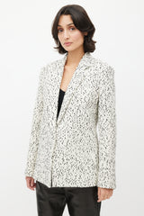 Celine White & Black Boucle Wool Blazer