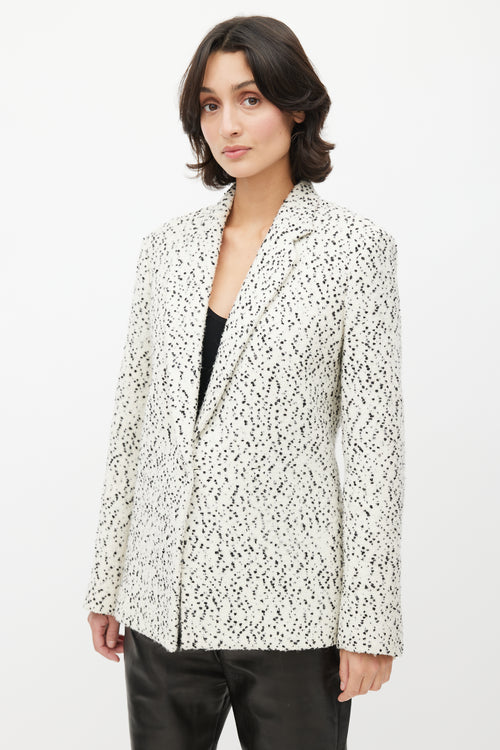 Celine White & Black Boucle Wool Blazer