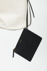 Celine White & Black Leather Bucket Tote
