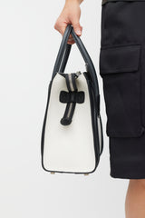 Celine White & Black Leather Luggage Tote
