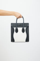 Celine White & Black Leather Luggage Tote