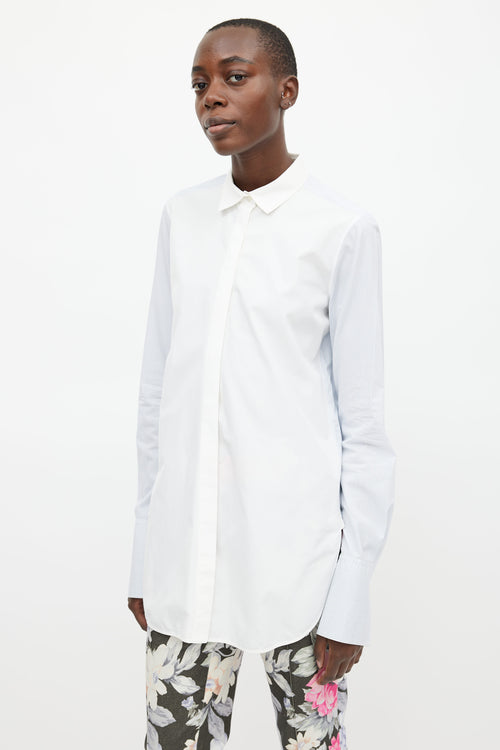 Celine White & Blue Stripe Long Shirt