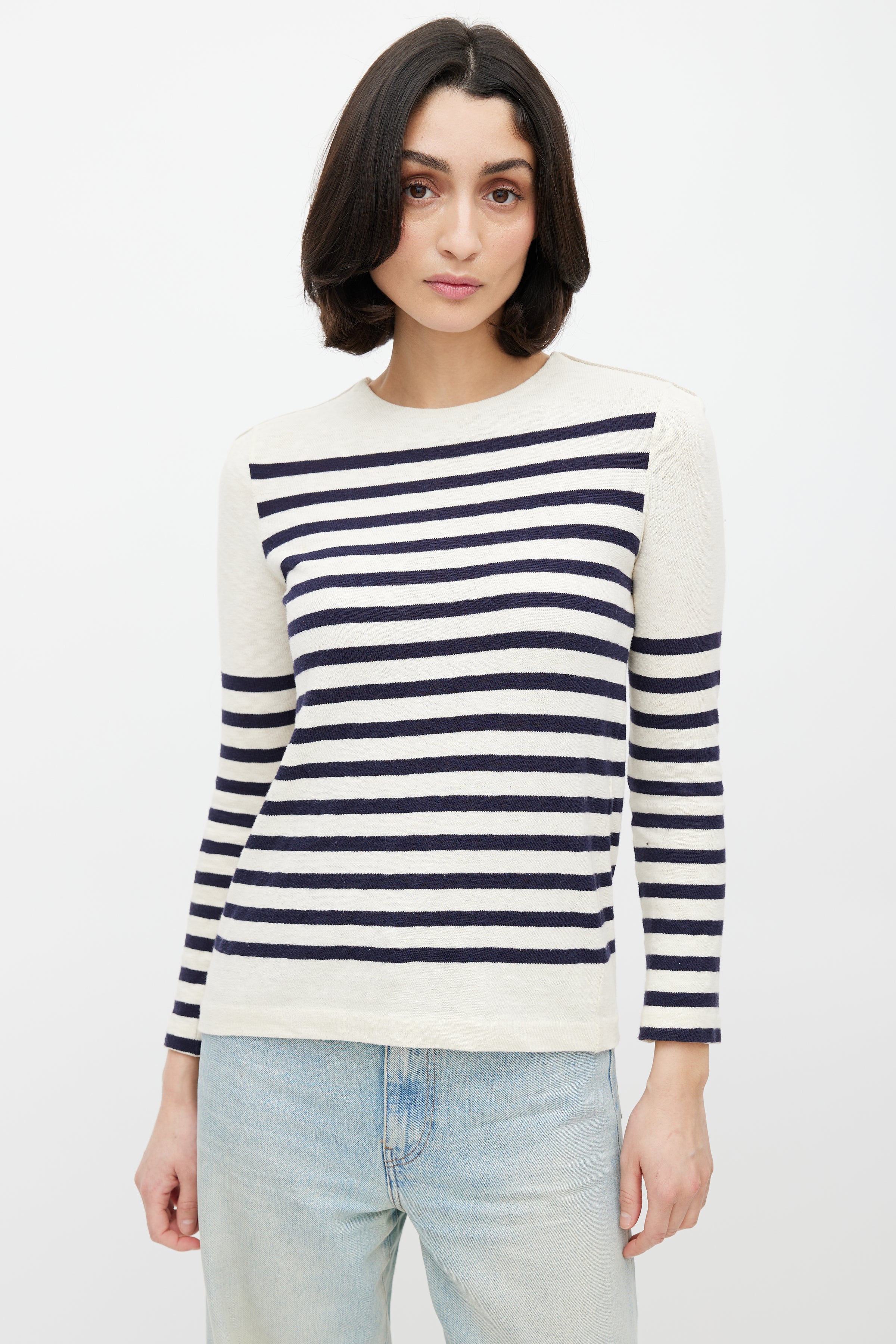 Celine Boat Neck Striped Sweater in Blue