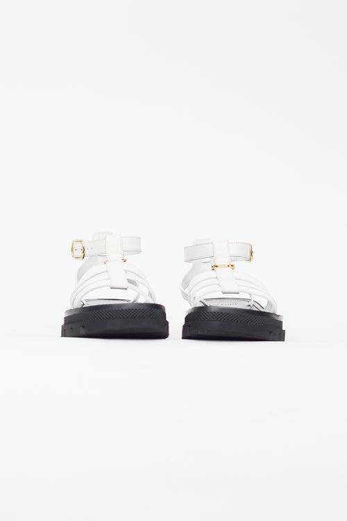 Celine White Clea Triomphe Gladiator Sandal