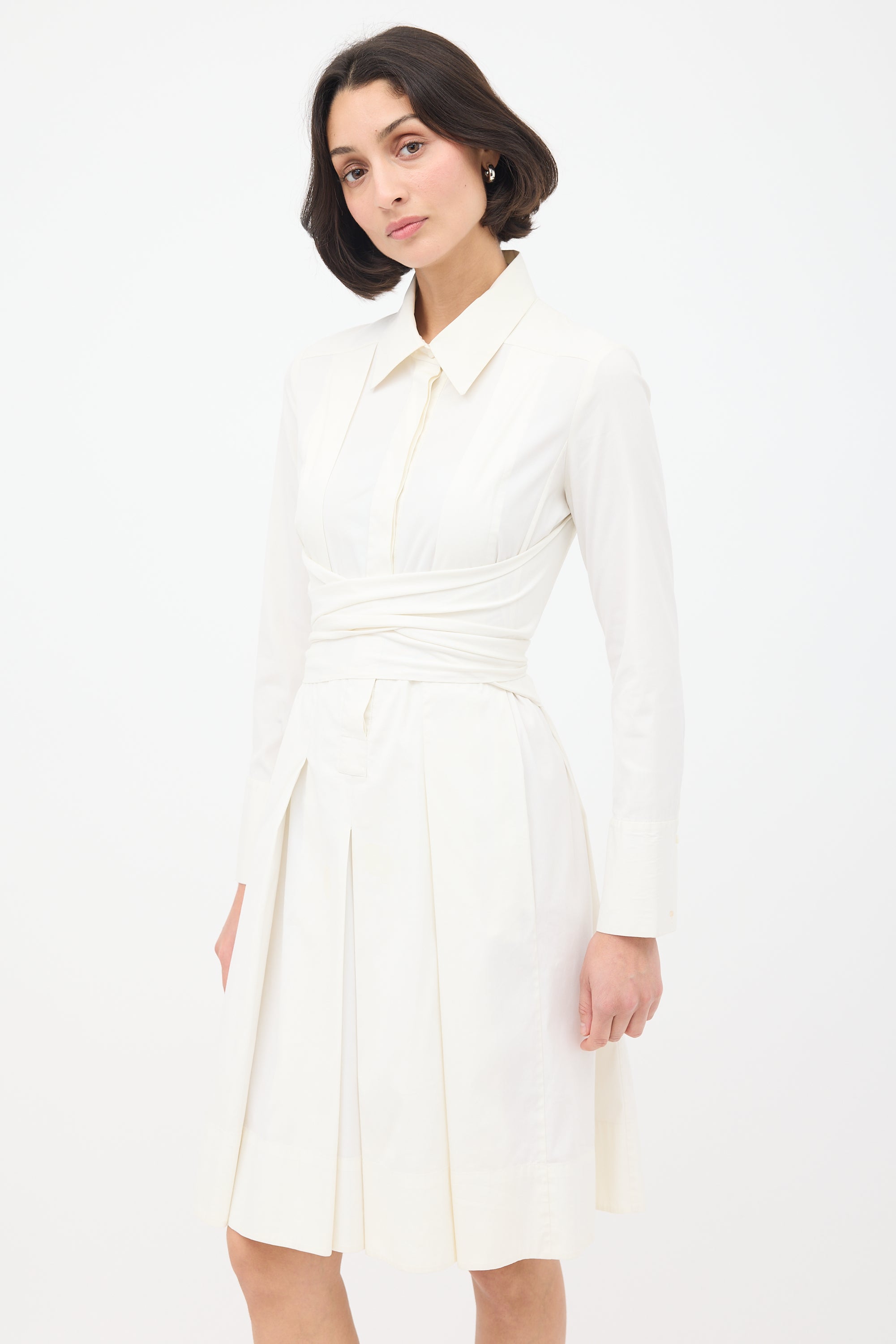 Celine // Tie Waist Pleated Shirt Dress VSP Consignment Celine // Tie Waist Pleated Shirt Dress VSP Consignment