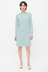 Celine White & Green Striped Dress