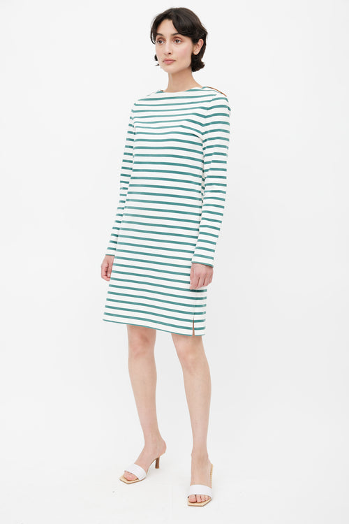 Celine White & Green Striped Dress