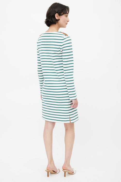 Celine White & Green Striped Dress