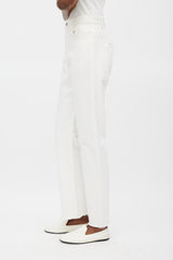 Celine White High Waisted Dart Knee Jeans