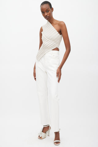 Celine White High Waisted Dart Knee Jeans