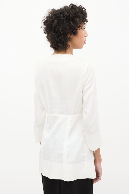 Celine White Keyhole Tunic Top