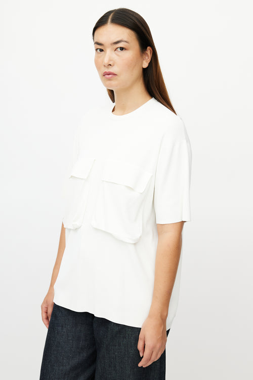 Celine White Knit Cargo T-Shirt