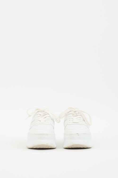 Celine White Leather Block  Sneaker